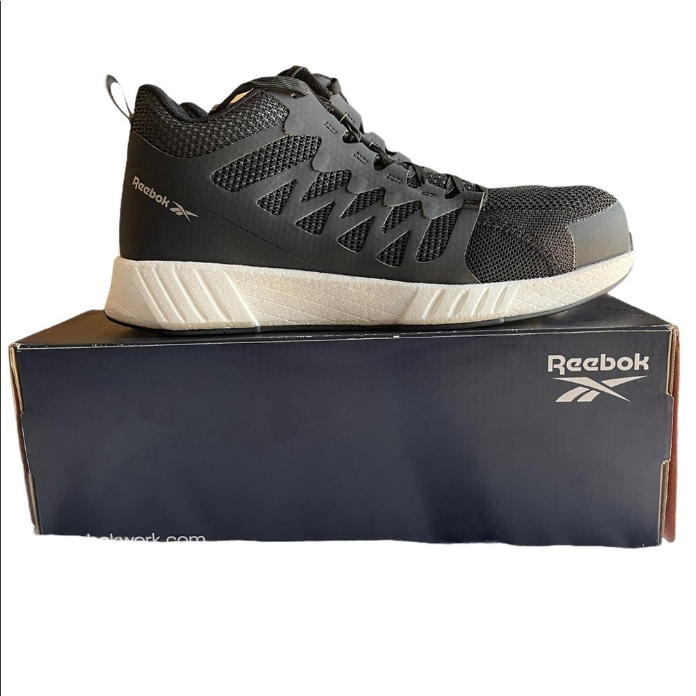 - Reebok work fusion flex wave work compositive toe black/white shoes size…